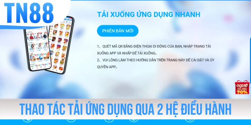 Thao tác tải ứng dụng di động qua 2 hệ điều hành